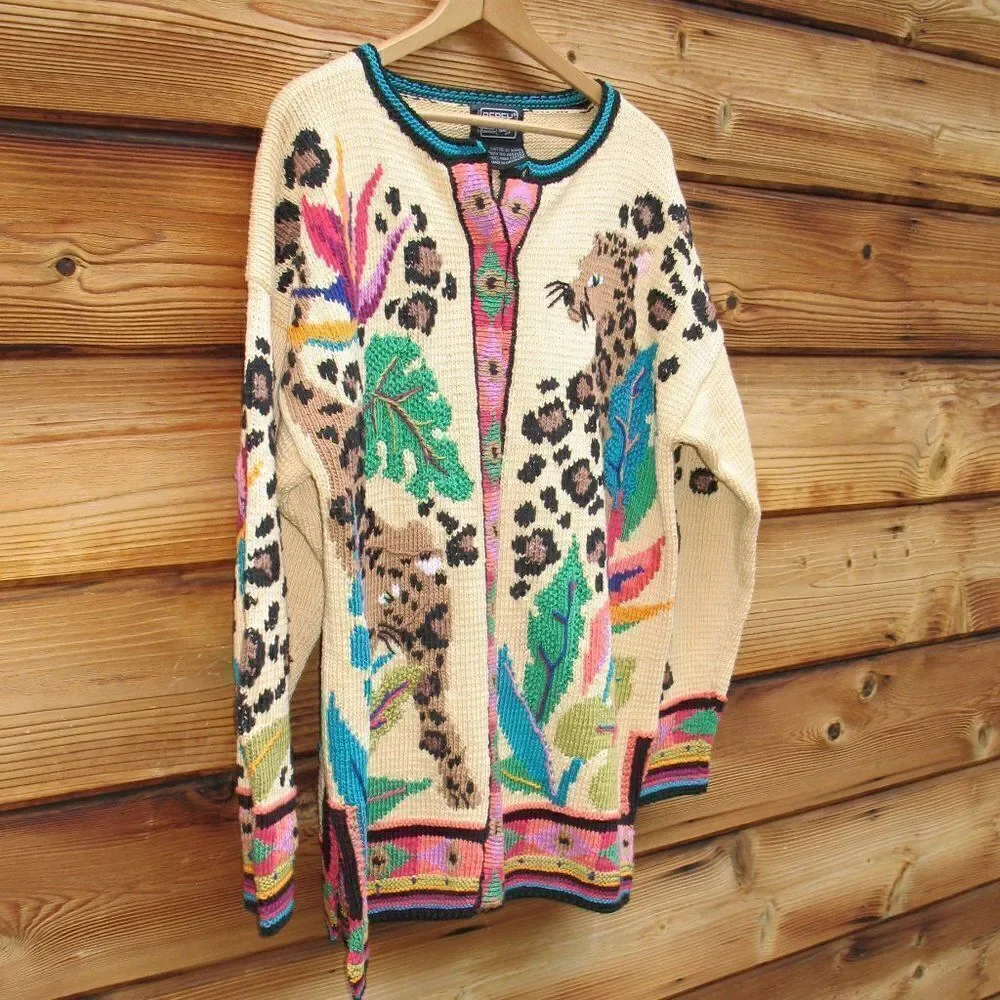 Vintage 90's Hand Knit Berek Pima Cotton Cardigan Sweater - Picture 2 of 12